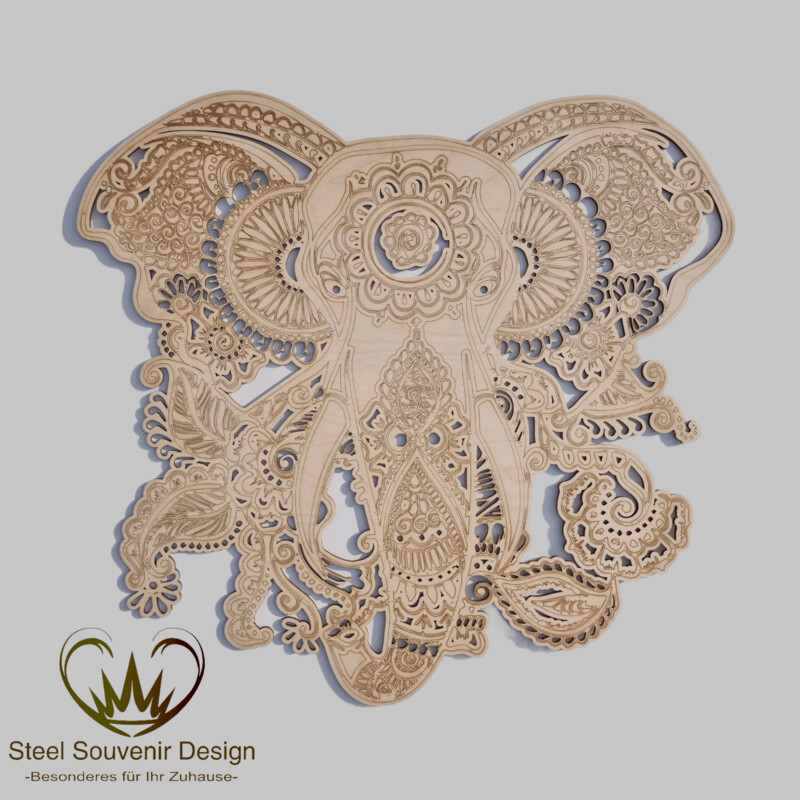 Elefant im Mandala Style, mit extrem vielen Details (Wandbild XXL)