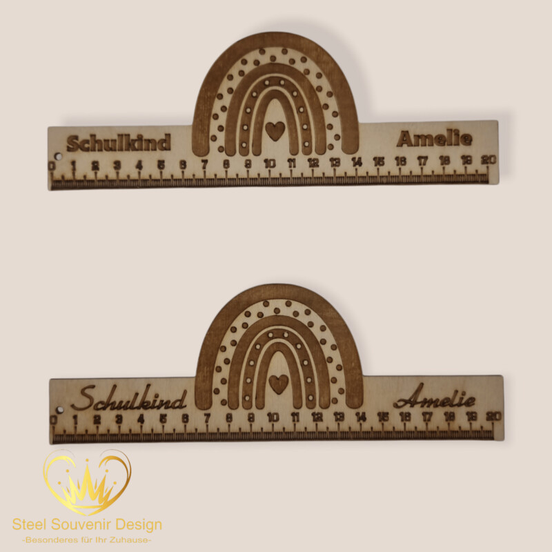 20 cm Lineal aus Holz mit Kindername