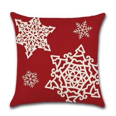Kussenhoes Kerst - Rood Sneeuwvlokken