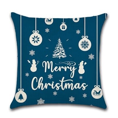 Kussenhoes Kerst - Merry Christmas Blauw