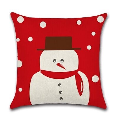 Kussenhoes Kerst - Sneeuwpop Rood