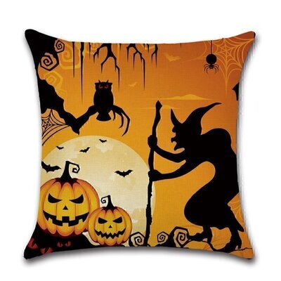 Kussenhoes Halloween - Witch & Pumpkin