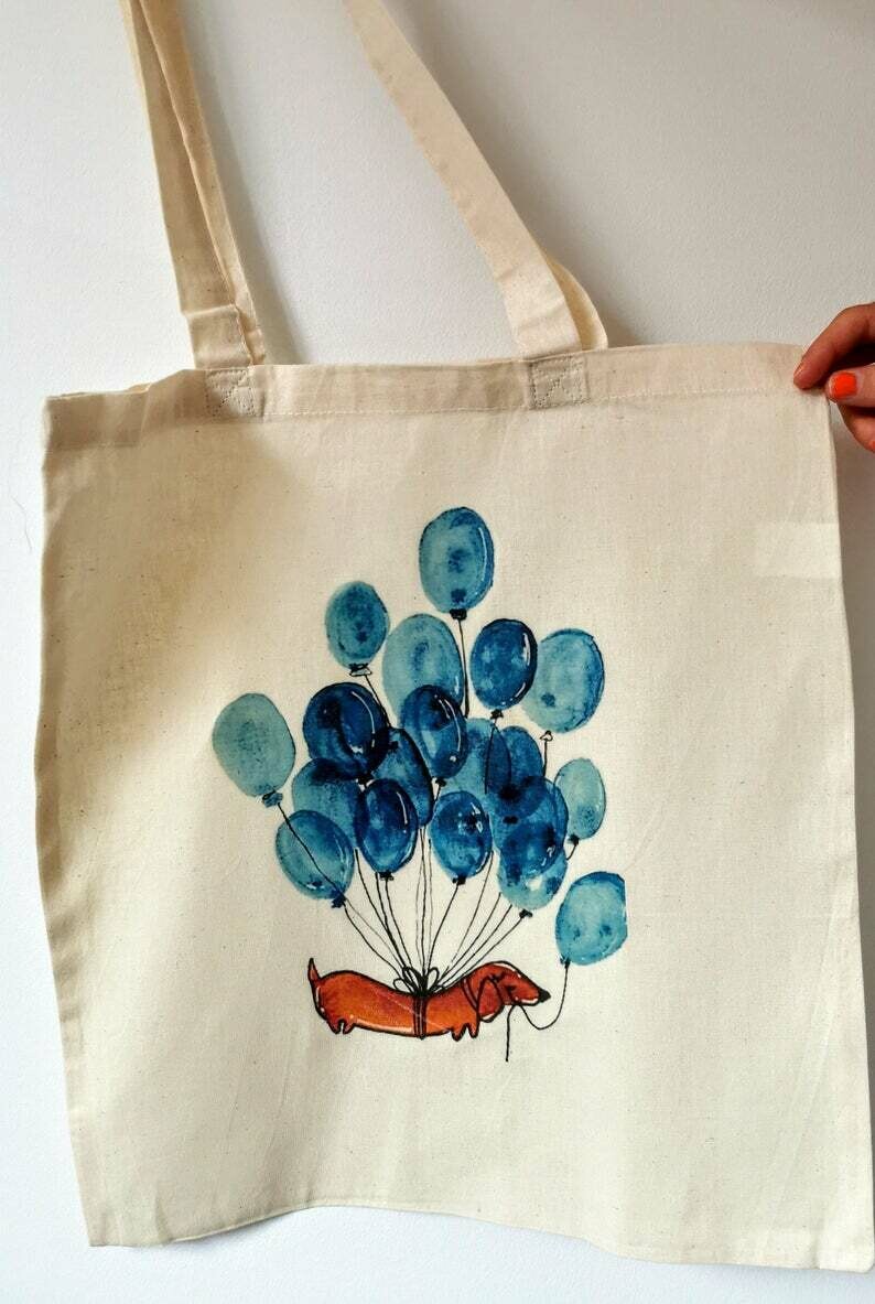 Dachshund Balloons Crossed Tote