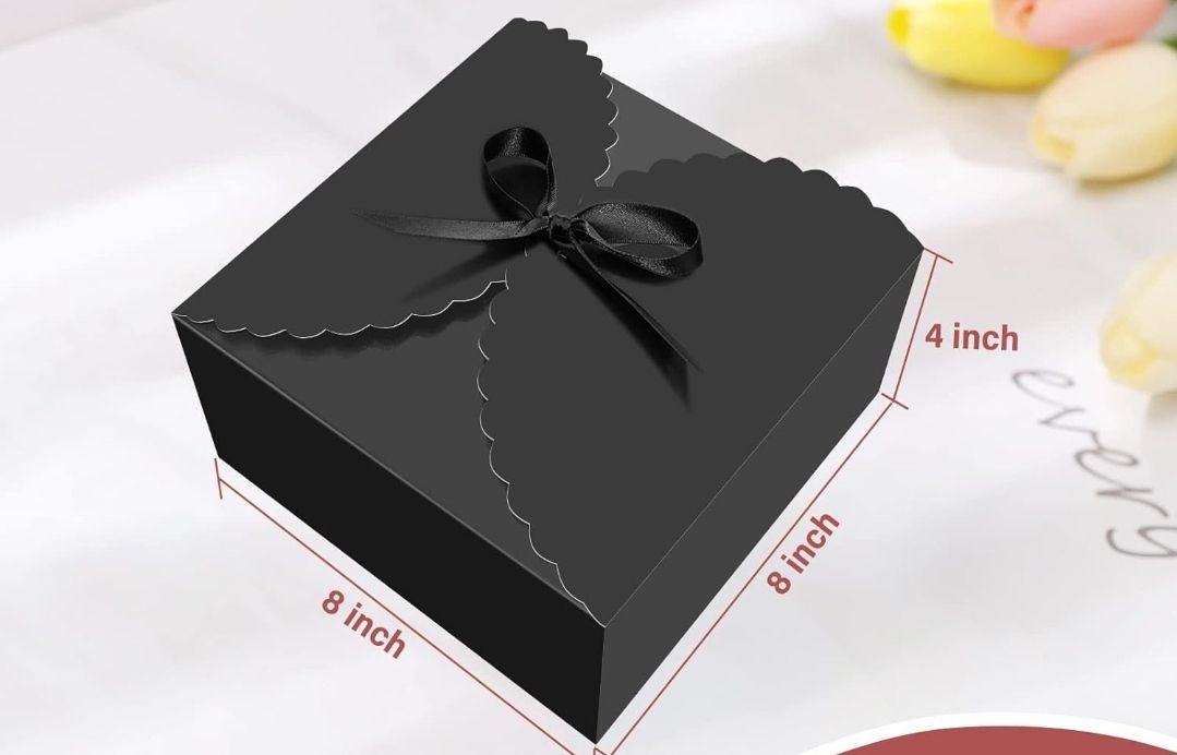 8×8×4&quot; Black Gift Box with Ribbon