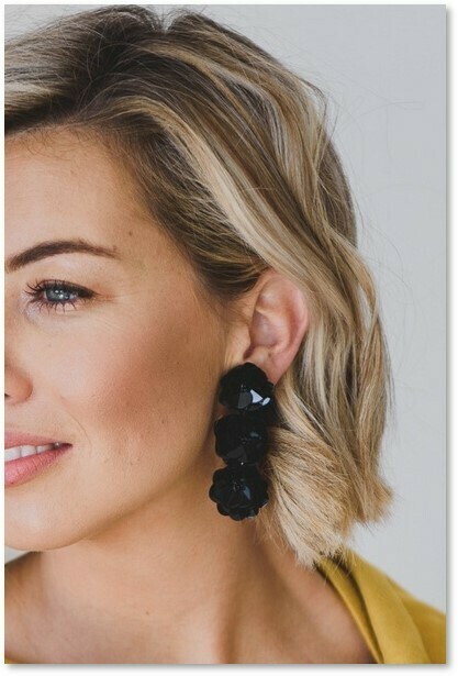 Earrings Sequin Flower - Black