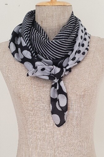 Silk Scarves - Black & grey spot
