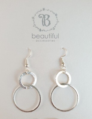 Double circle earring - silver