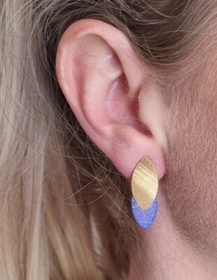 Double leaf earring - Gold blue