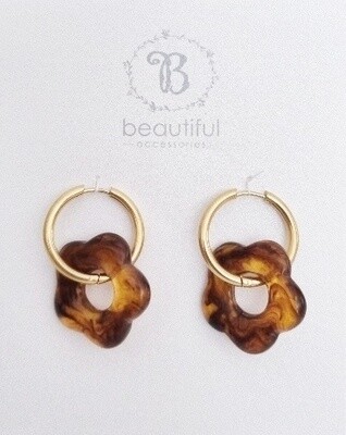 Flower loop earrings - tortoise shell