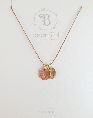 Double disc necklace - rosegold and gold