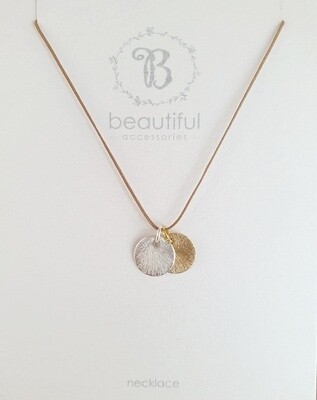 Double disc necklace - silver and gold