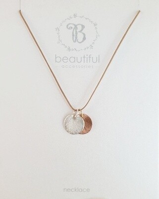 Double disc necklace - rosegold and silver