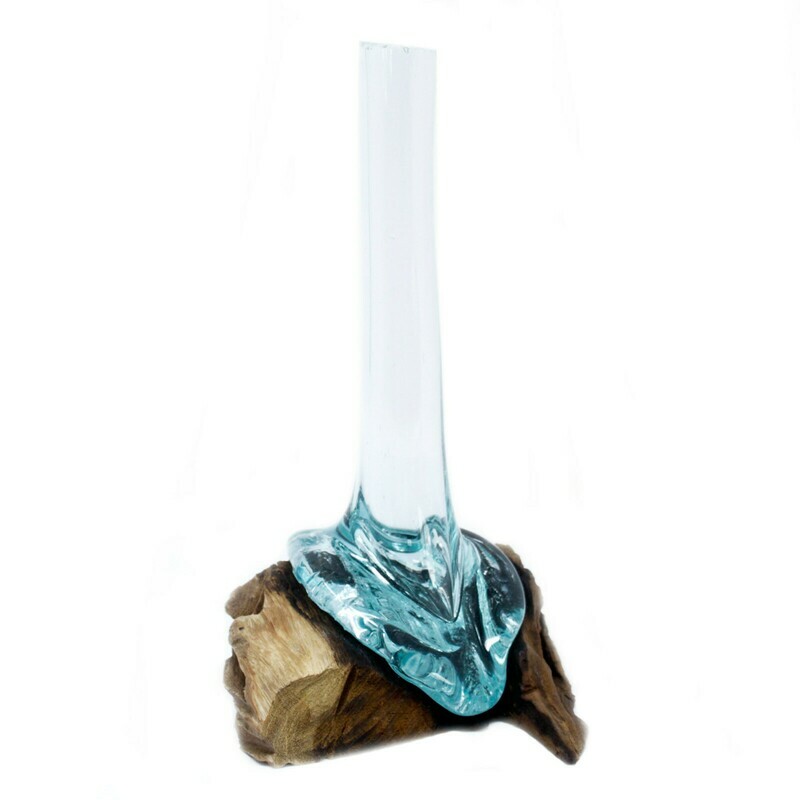 Molten Glass on Wood - Glass Vase
