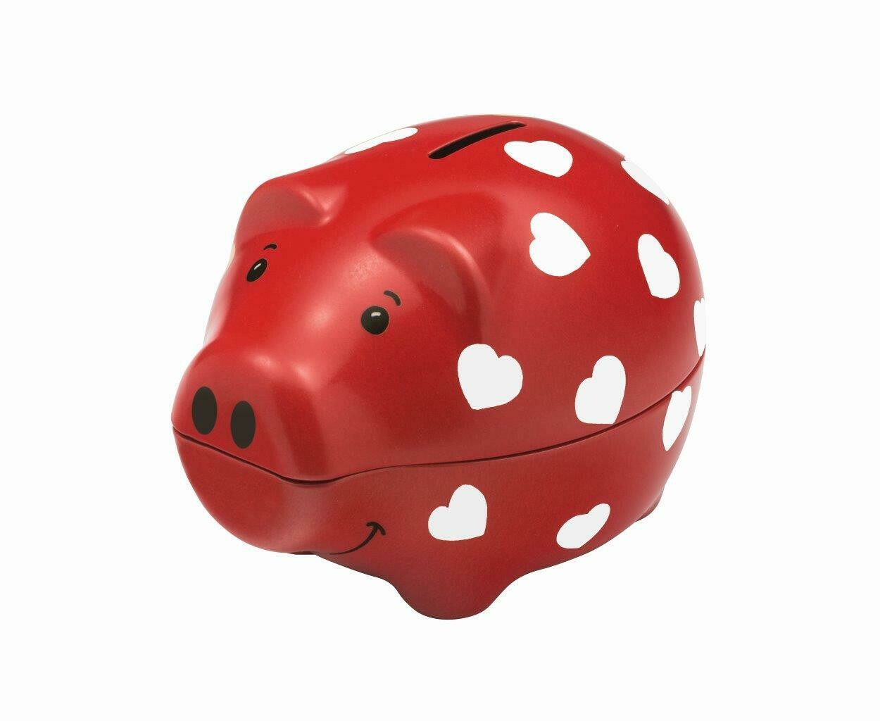 Heart Design Red Piggy Bank