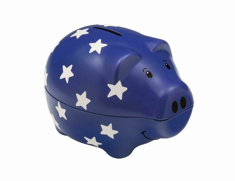 Star Design Blue Piggy Bank