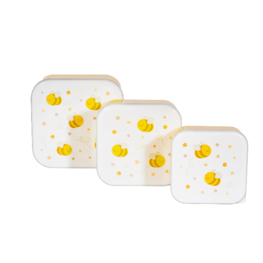 3 Busy Bee Snack Tubs. Set of Three. Bumble Bee snack boxes