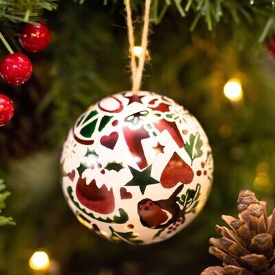 EMMA BRIDGEWATER Christmas Bauble Pudding, Robin and Stocking