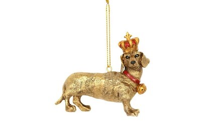 Gisela Graham Gold Royal Dachshund Sausage Dog Christmas Bauble