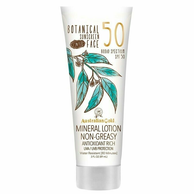 AUSTRALIAN GOLD Botanical 50 : Crème de beauté solaire indice 50 88ml teinte Light