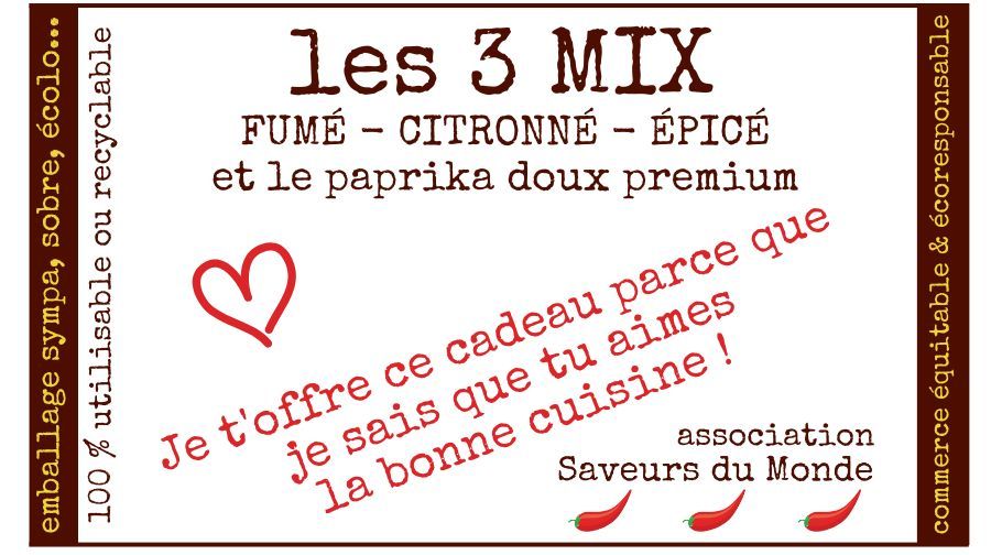 Carton KADO - LES 3 MIX : FUMÉ – CITRONNÉ – ÉPICÉ et le fameux paprika doux premium Carton KADO - LES 3 MIX : FUMÉ – CITRONNÉ – ÉPICÉ et le fameux paprika doux premium