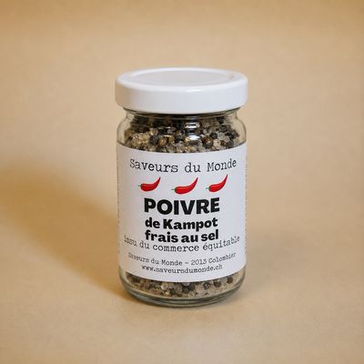 Poivre de Kampot frais au sel - bocal de 50g