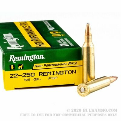 .22-250Rem Remington PSP, 55 Grain Ammunition