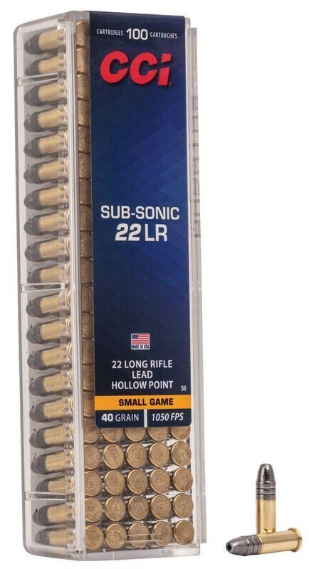 .22LR CCI Subsonic Hollow Point, 40Grain