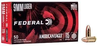 9mm Federal, American Eagle, FMJ 115gr Ammunition