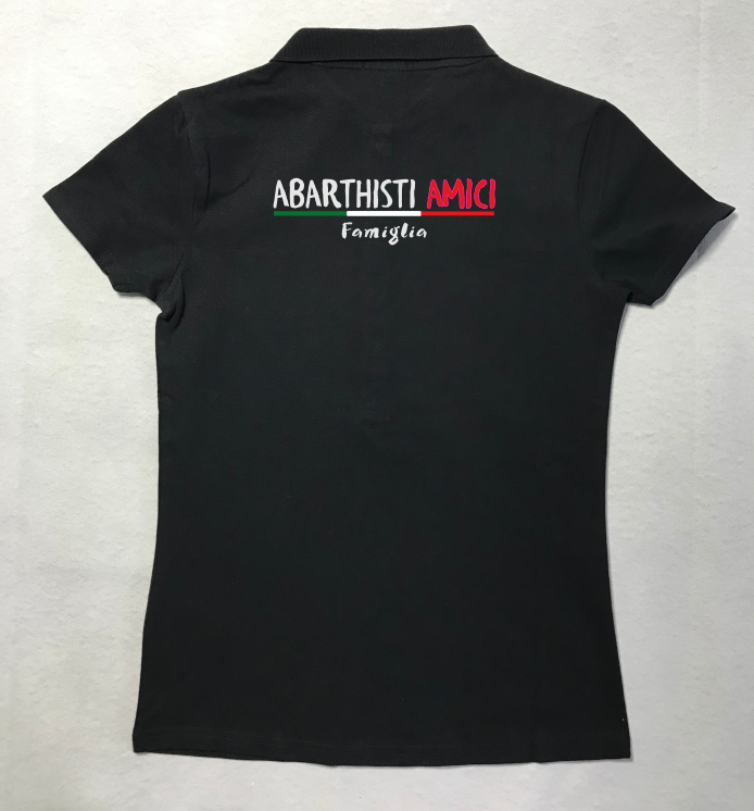 Damen Polo-Shirt, Druck edle Beflockung mit samtiger Oberfläche, Farben: 1 Schwarz