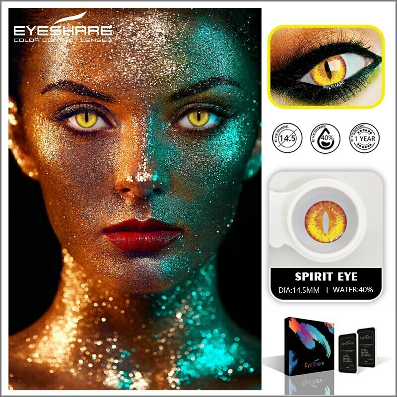 1 Pair (2pcs)  Cosplay Colored  Contact Lens for Halloween Cosmetic Yellow Snake