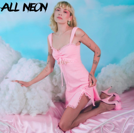 y2k kawaii pink mini dress