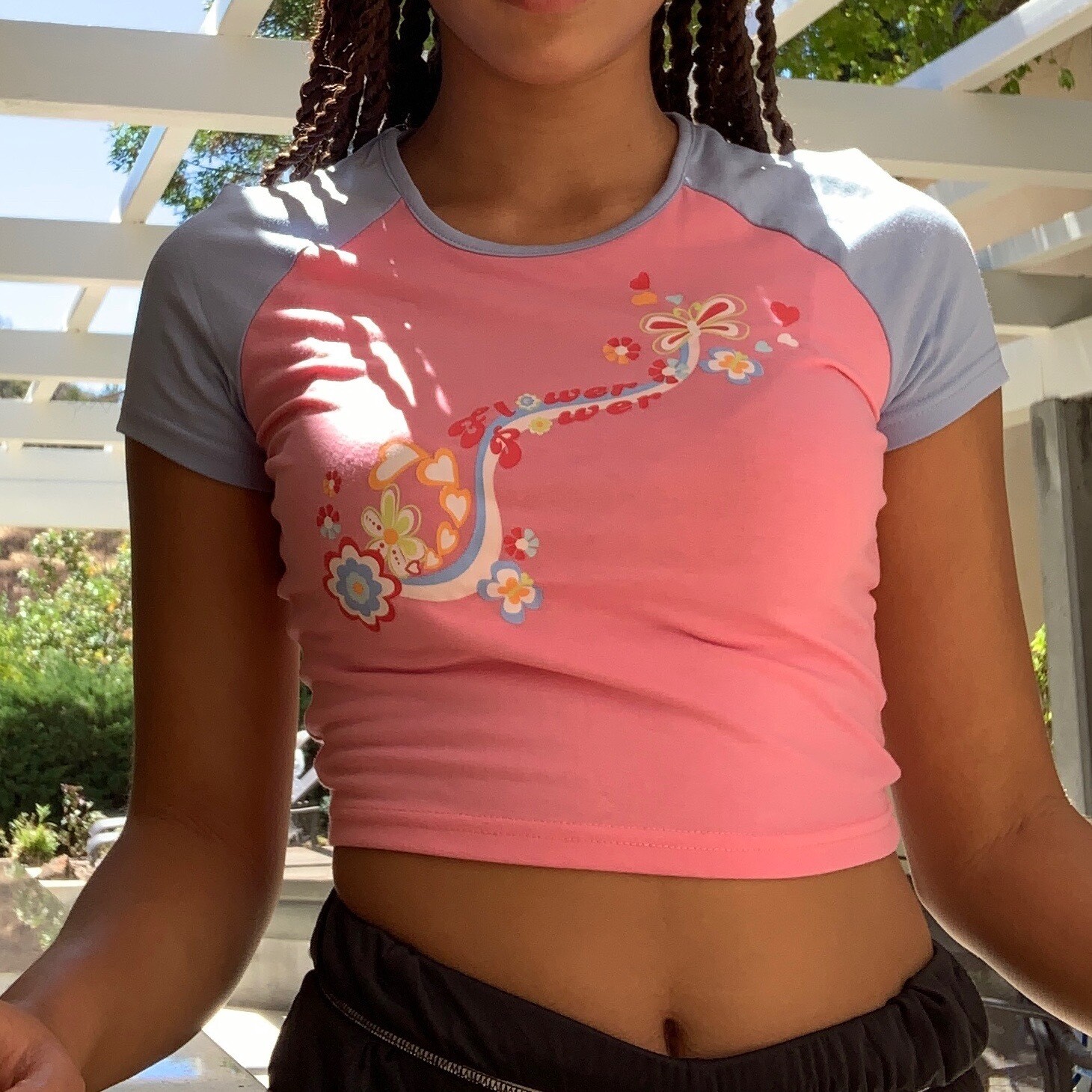 y2k flower power crop top