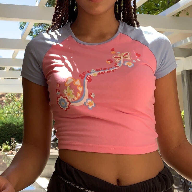 y2k flower power crop top