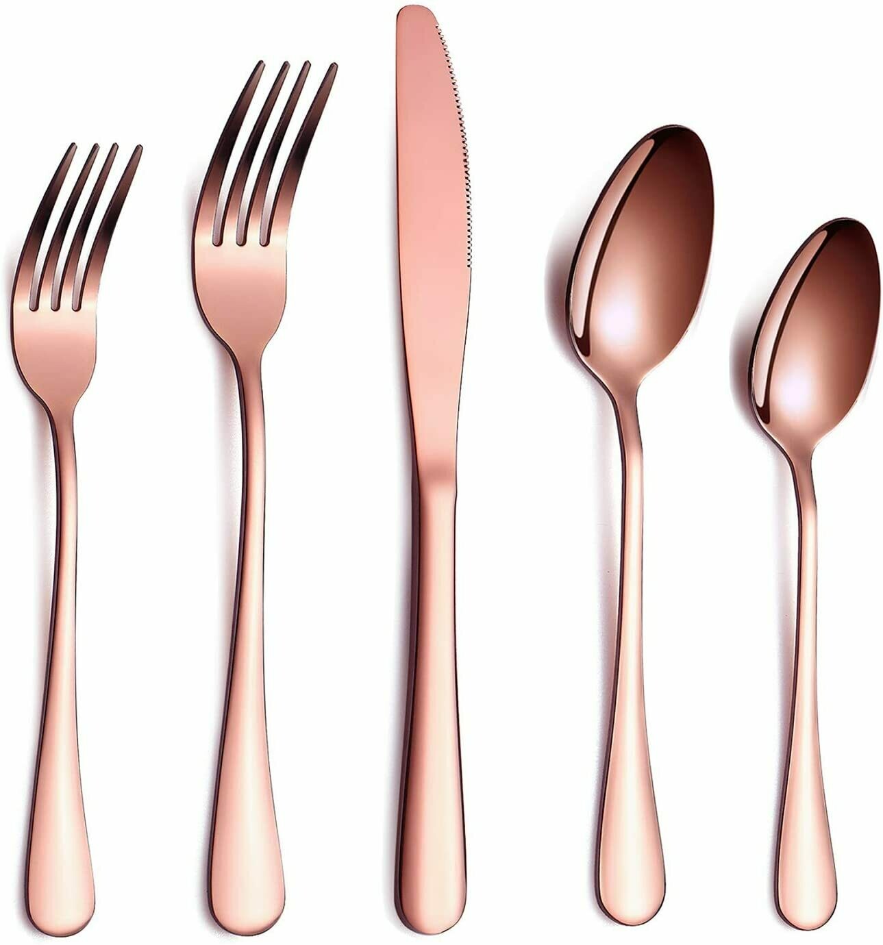 Rose Gold Flatware Set 20 Piece Service for 4, Copper Plated Stainless Steel Silverware set Service for 4