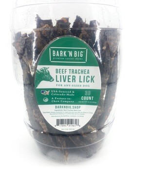 Beef Trachea Strip Liver Lick 10-12" - 30ct. Barrel
