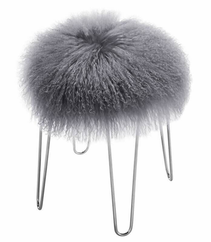 Zelda Grey Sheepskin Bench