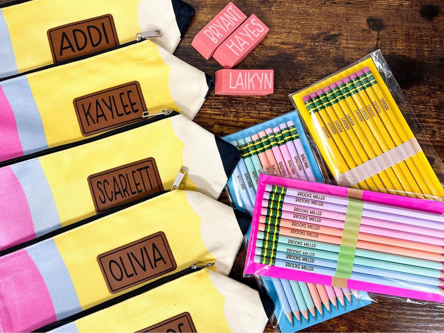 Pencil Pouch &amp; Custom Name Pencil Sets