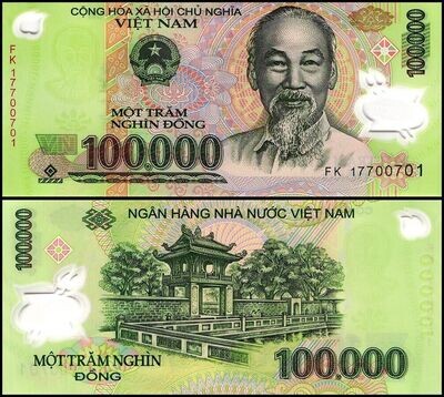 Vietnam 100,000 Dong Banknote, Uncirculated, Polymer