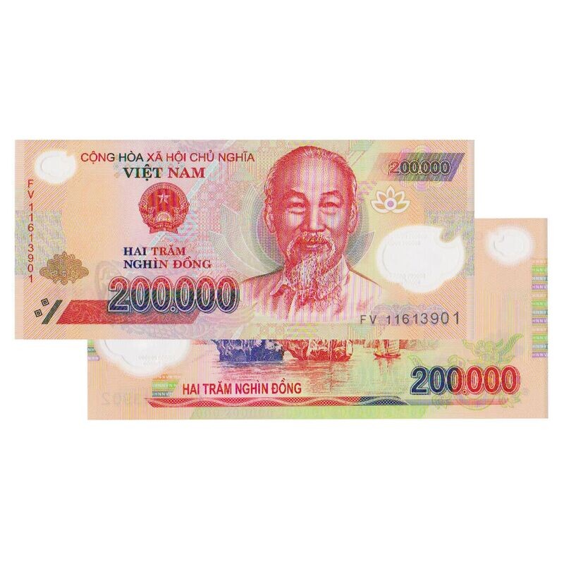 Vietnam 200,000 Dong Banknote, Polymer, Uncirculated