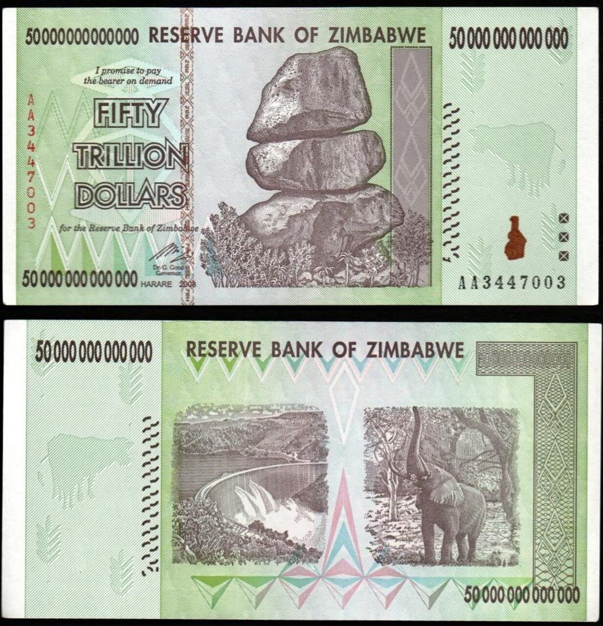 Zimbabwe 50 Trillion Dollars Uncirculated 2008