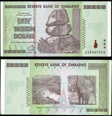 Zimbabwe 50 Trillion Dollars Uncirculated 2008