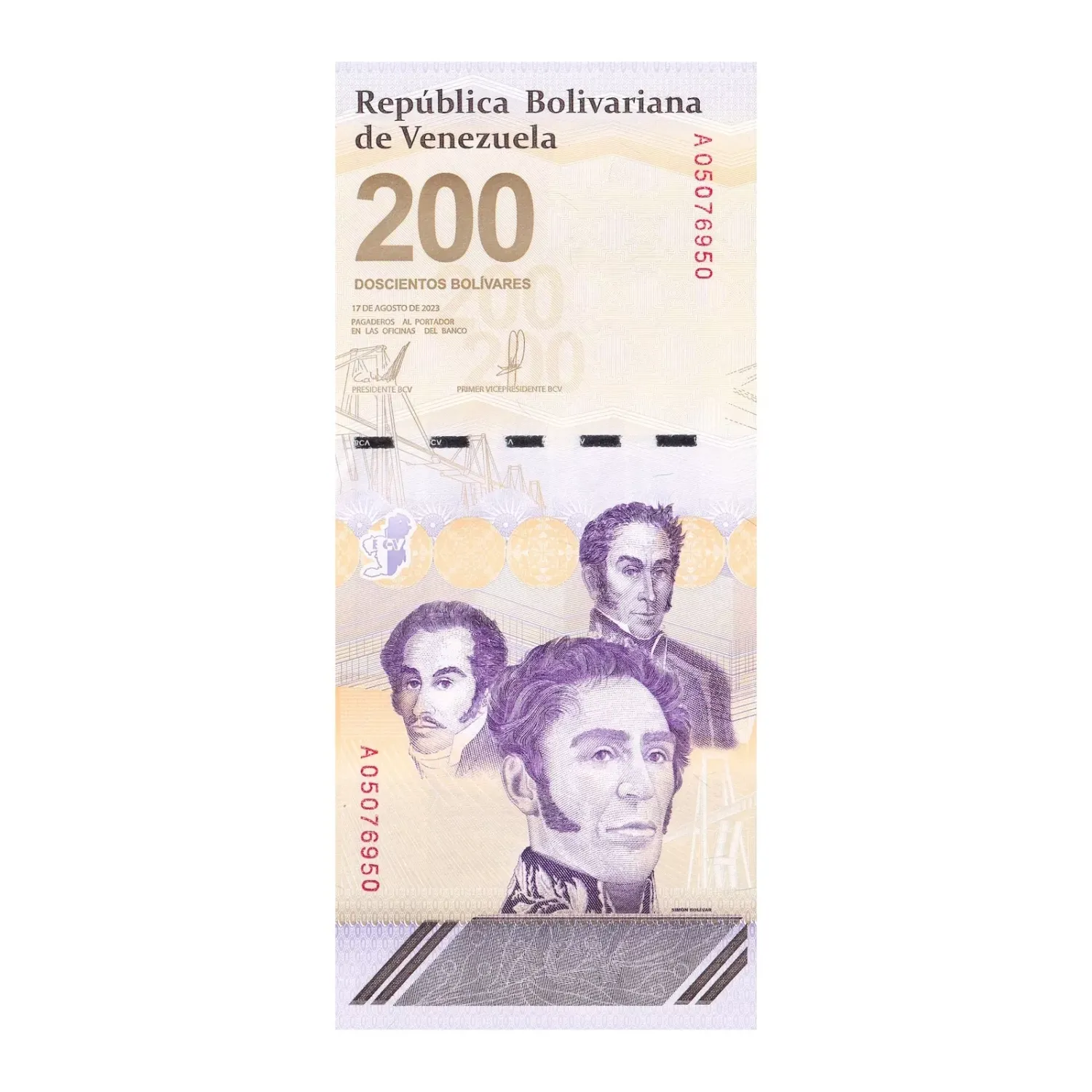 Venezuela 200 Bolivar Digital (Digitales) Banknote, 2023, UNC- 200 Million Soberano