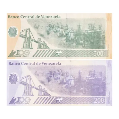 Venezuela 200-500 Bolivar Digital (Digitales) 2 Pieces Banknote Set, 2023, UNC - 200-500 Million Soberano