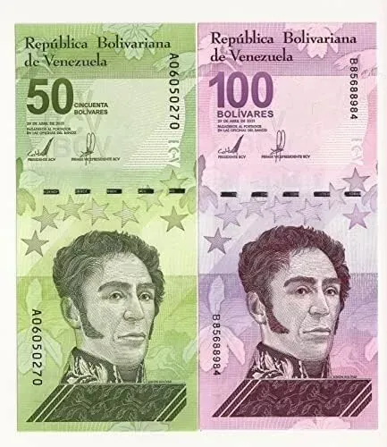 Venezuela 50-100 Bolivar Digital (Digitales) 2 Pieces Banknote Set, 2021, UNC - 50-100 Million Soberano