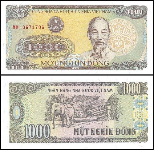 Vietnamese Currency 1,000 Vietnam Dong Banknote,1988, UNC