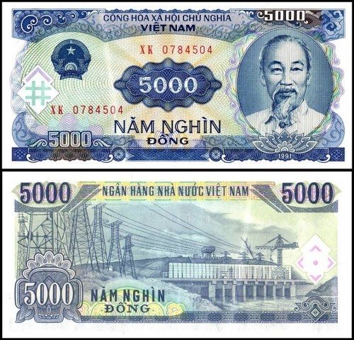 Vietnam 5,000 Dong Banknote, Uncirculated