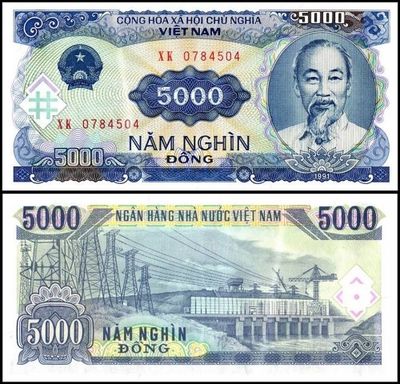 Vietnam 5,000 Dong Banknote, Uncirculated