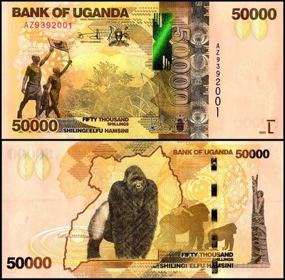 Uganda 50,000 Shillings Banknote, 2022, P-54f, UNC