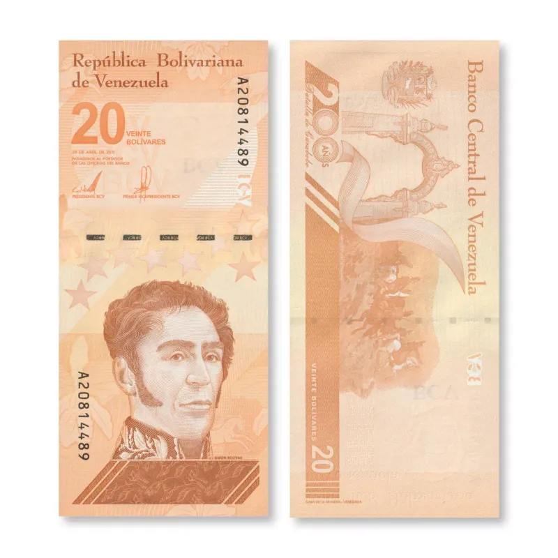 Venezuela 20 Bolivar Digital (Digitales) Banknote, 2021, P-117, UNC - 20 Million Soberano Venezuela 20 Bolivar Digital (Digitales) Banknote, 2021, P-117, UNC - 20 Million Soberano