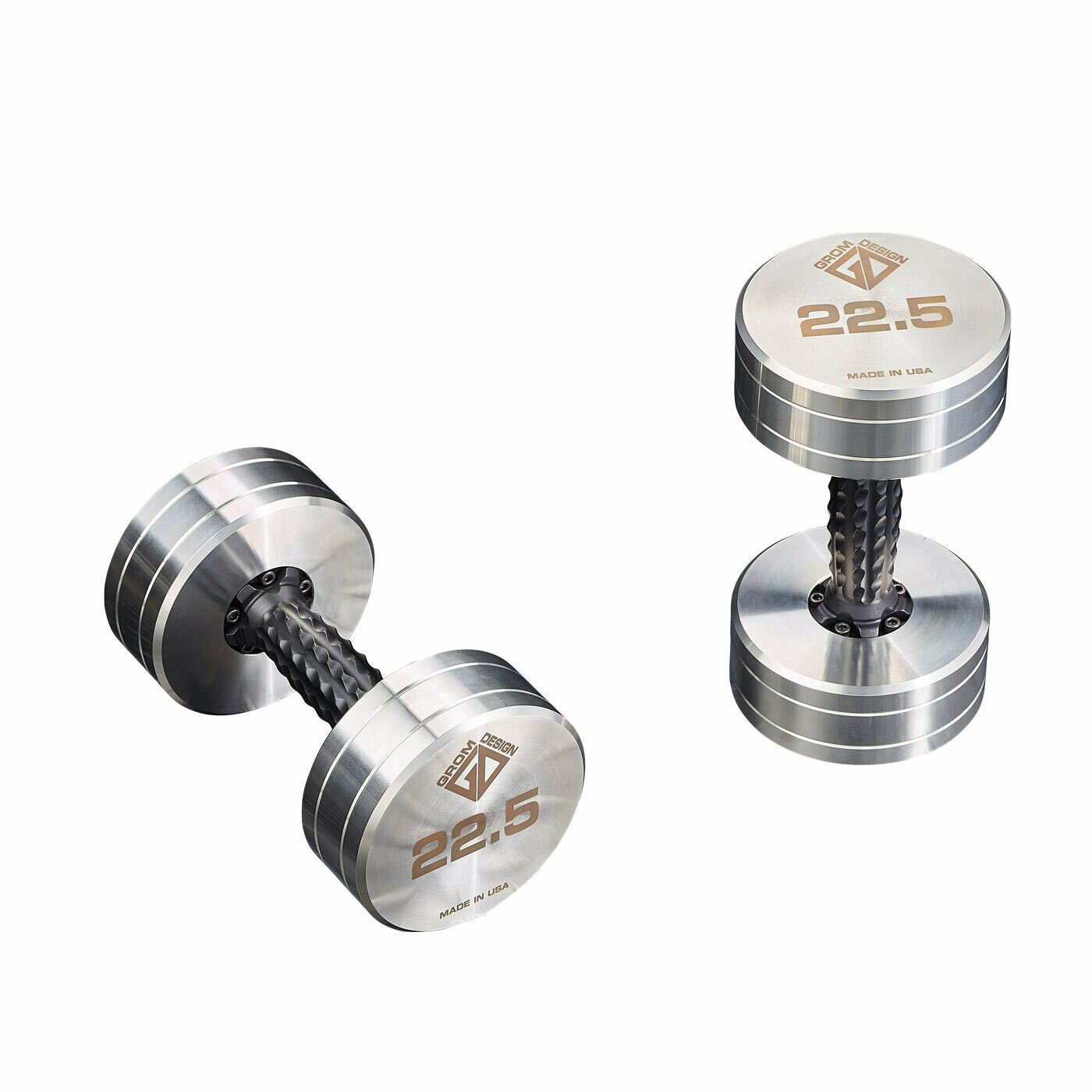 22.5 pound dumbbells Made in USA Stainless Steel CNC Machined